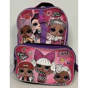 LOL Surprise Kids Backpack & Insulated Lunch Bag Set Pink/Black Multicolor